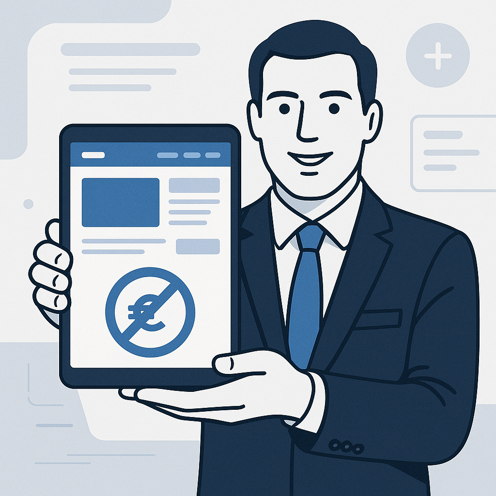 Geschäftsmann mit Tablet - Keine Euro-Gebühren